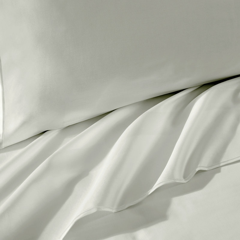 Silken Sateen TENCEL Sheet Set, Twin Extra Long Sheet Set with 1 Pillowcase, White
