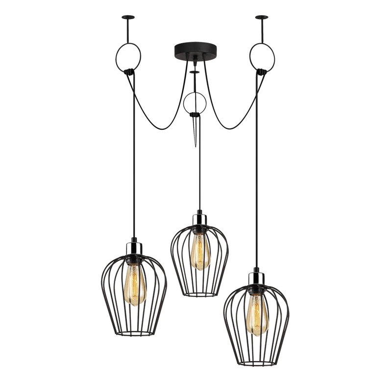 Luminaire suspendu géométrique en grappe à 3 lumières Faller