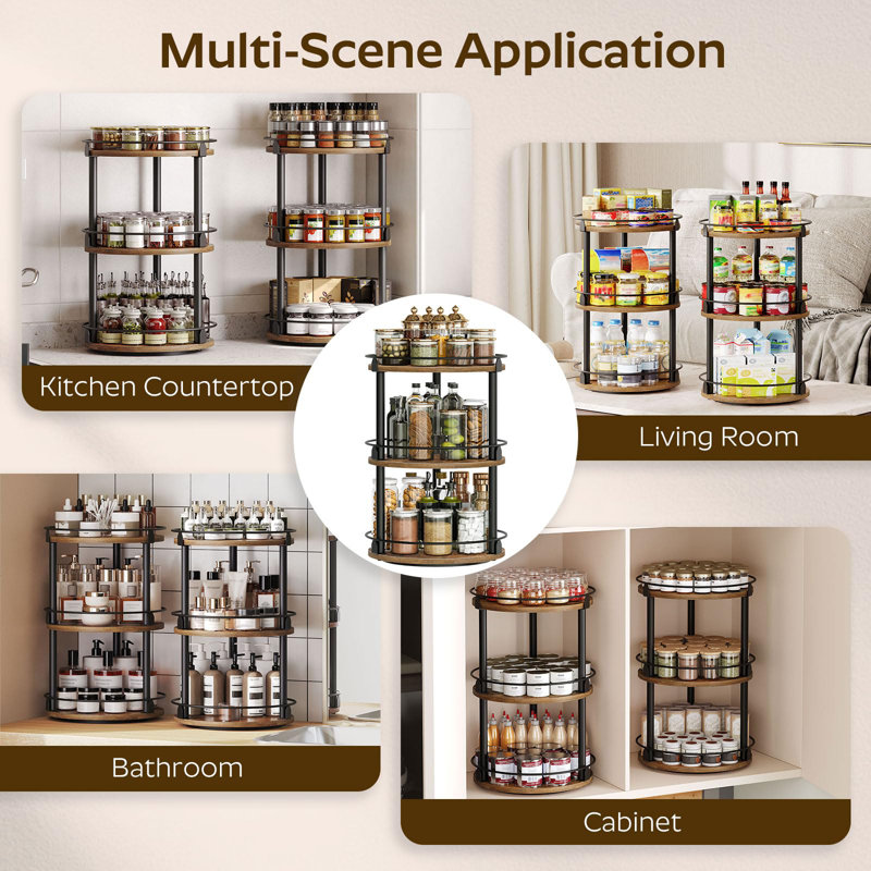 Spice Rack, Set Of 2 Lazy Susan Organizer, 2-Tier Turntable Organizer