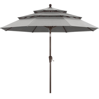 9' 3-Tier Olefin Market Umbrella with Tilt and Crank Lift