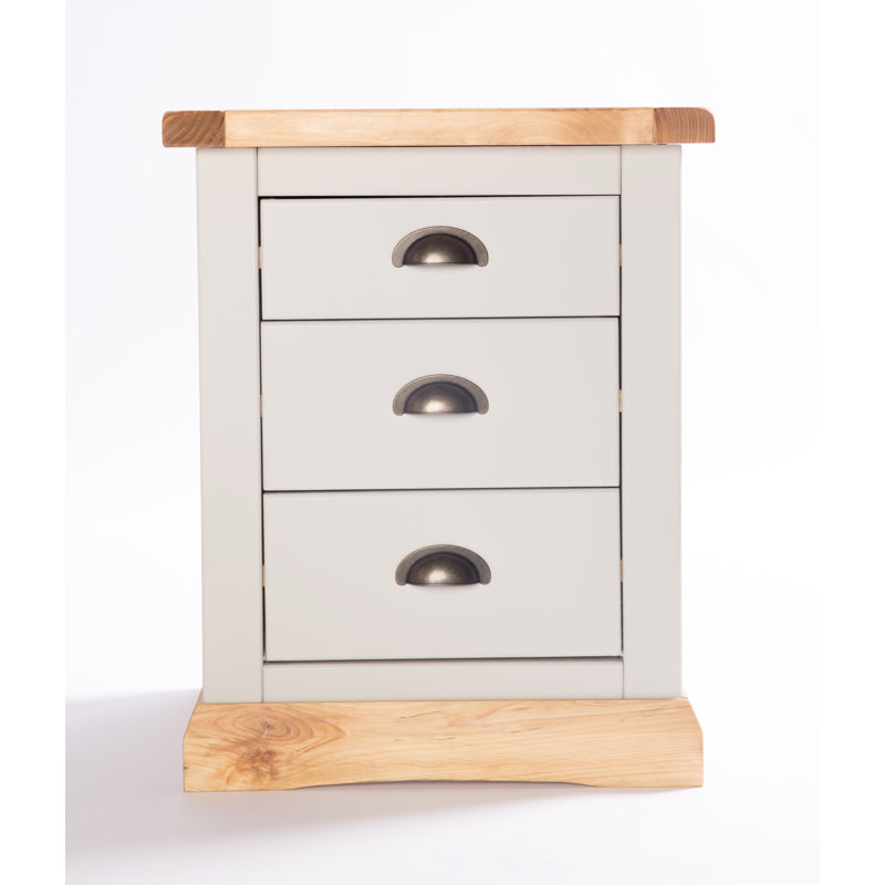 Nicholas 45cm W Plywood / Laminate Board Bedside Table, Grey/Brass