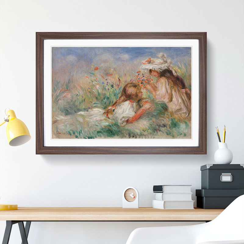 The Grass by Pierre-Auguste Renoir - Framed Print, 65cm H x 90cm W x 2cm D, Walnut Framed