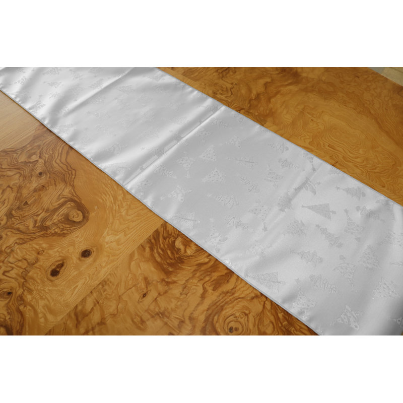 Campden Floral Christmas Table Runner, 72" L x 12" W, Silver