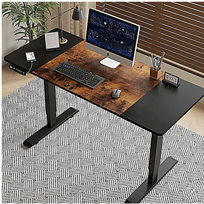 Bureau debout électrique noir et brun de 55 po x 24 po à hauteur réglable pour la maison et le bureau