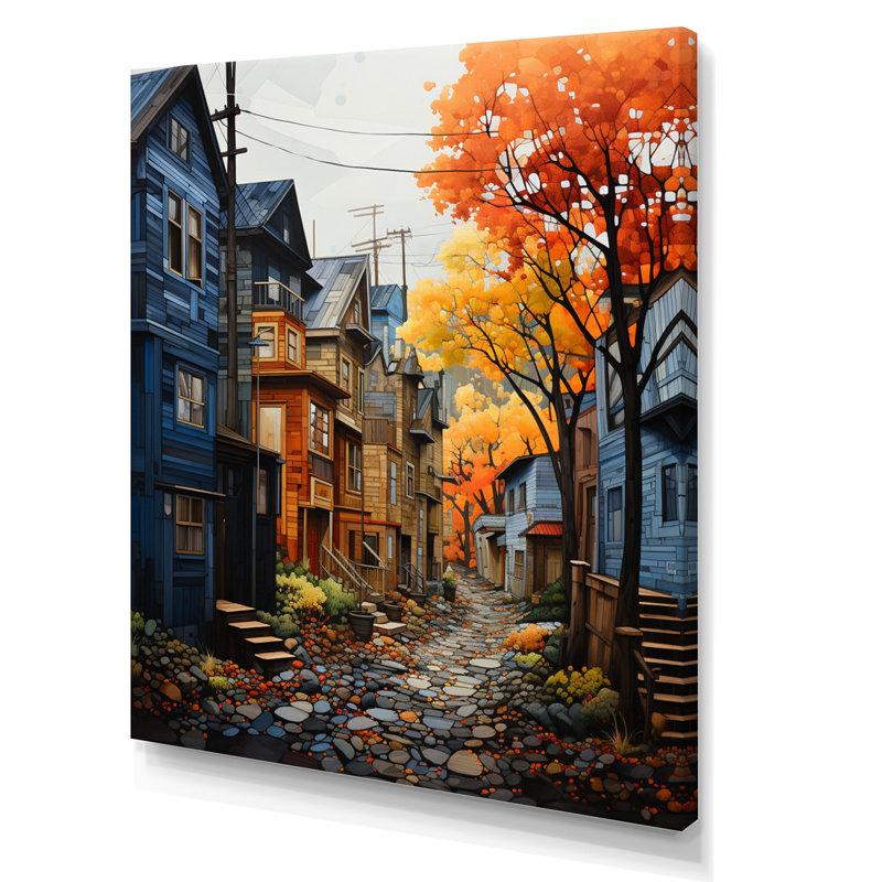 «Palina Cityscape Alleyway Patchwork V», reproduction sur toile, H 20 po x l 12 po x P 1 po, Toile tendue