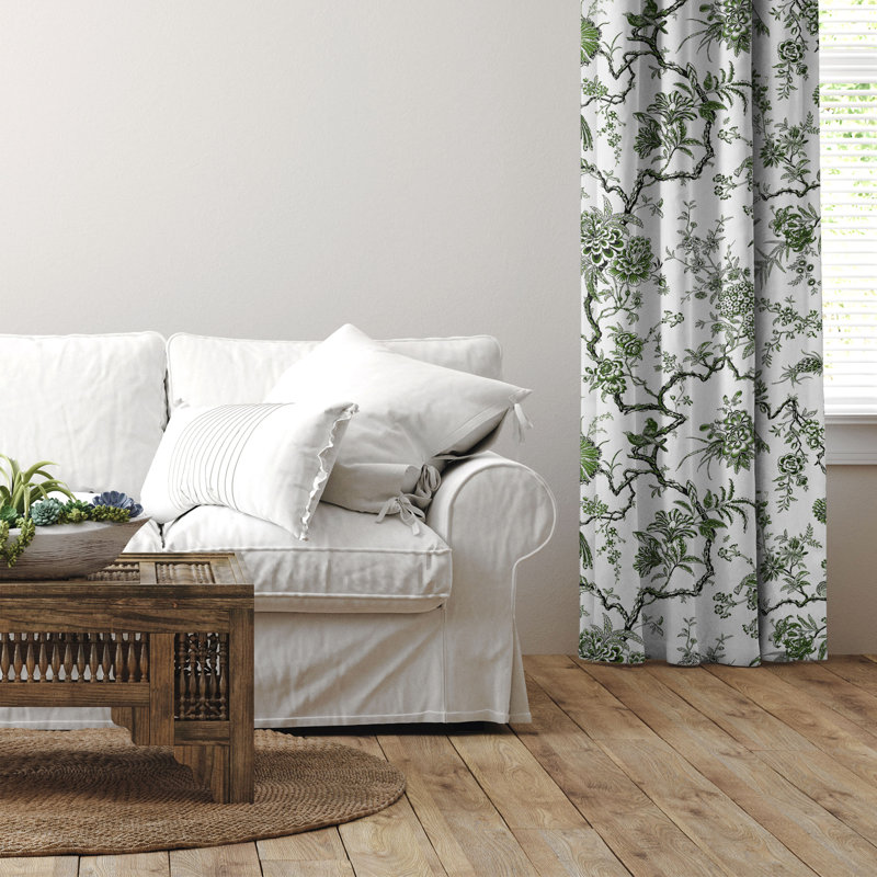Tree Top Avocado Cotton Rod Pocket Drapery Panel Set of 2, 50" W x 84" L