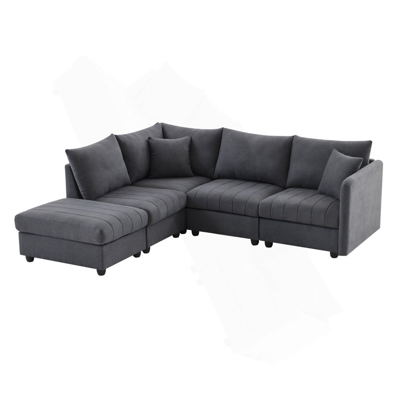 Emmilee Sectional, Dark Gray Cotton/Linen