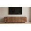 Meuble télé 58 po pour le salon, console de rangement moderne avec 2 tiroirs et portes d'armoire, meuble audio-vidéo en bois au design unique Wave, noir / blanc / noyer-128545843