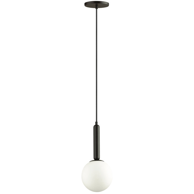 Tara 1 Light Incandescent Pendant, White, Matte Black/White