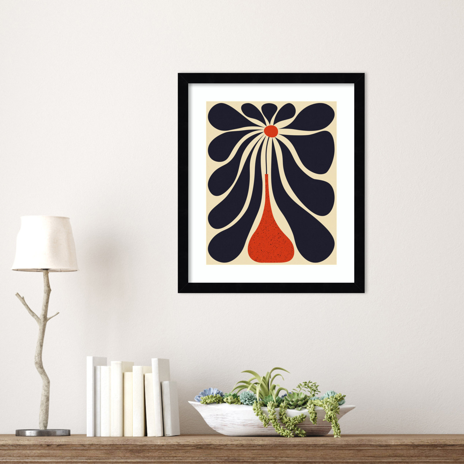 Lazy Flower Print by Alisa Galitsyna, Black Framed, 17" H x 15" W