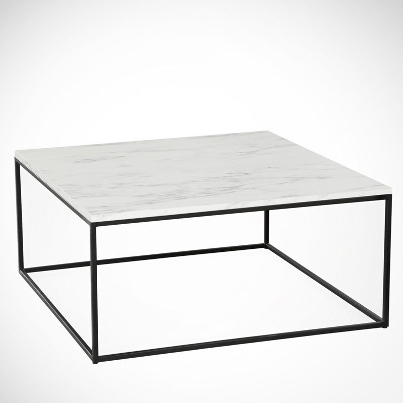 Aurelius Square Coffee Table with Faux Marble Top