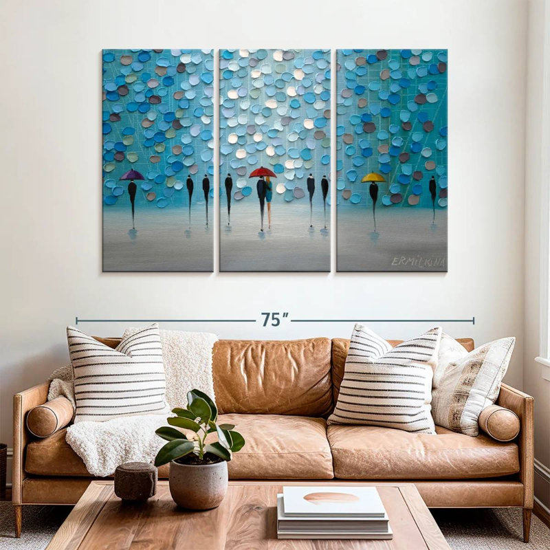 3 Tiny Umbrellas, 42" H x 65" W