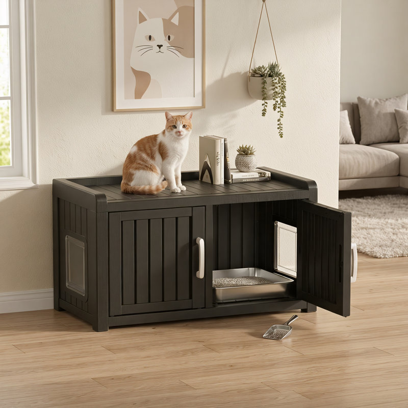 Armoire pour litière pour chat 31,98 po (noir), Noir