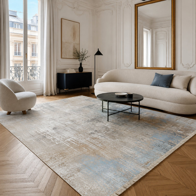 Abstract Cotton and Chenille Flatweave Area Rug, 120 x 180 cm