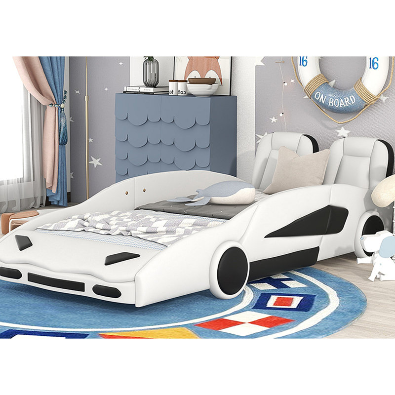 Lit plateforme avec roulettes Race, Blanc