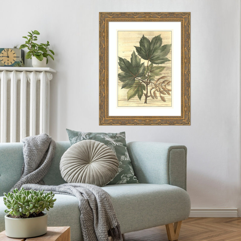 «Weathered Maple Leaves No. 2» par Gerard Paul Deshayes, reproduction d'art encadrée sur bois, 28 x 23, Filigrane doré