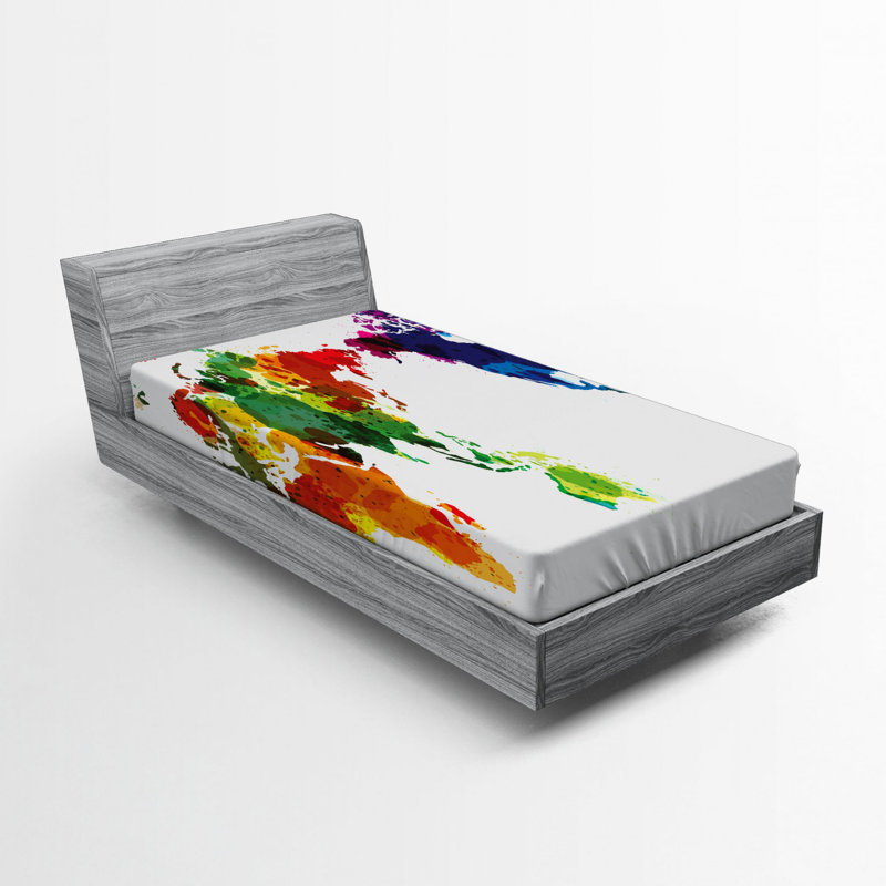 Drap-housse en microfibre World Map Grunge, Simple TG