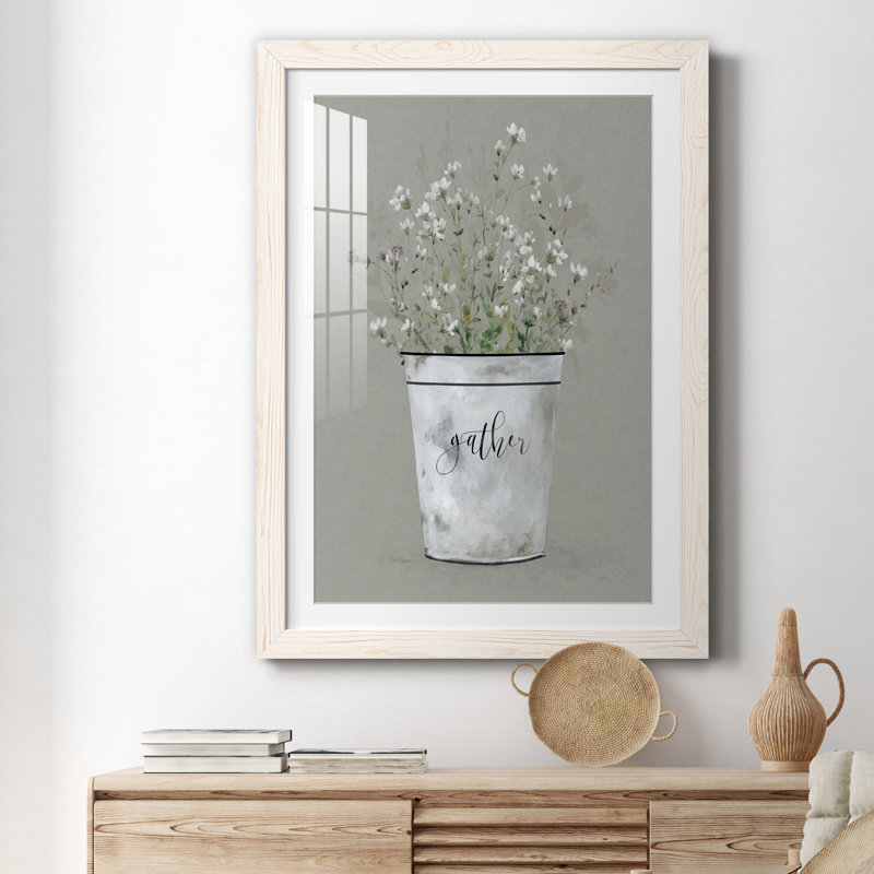 Bouquet de grâce, collection de seau, reproduction d'art sur papier, H 31 po x l 44 po x P 1 po, Blanc
