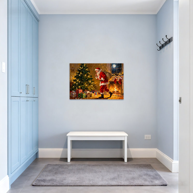 Père Noël avec cadeaux et arbre de Noël, H 28 po x l 40 po