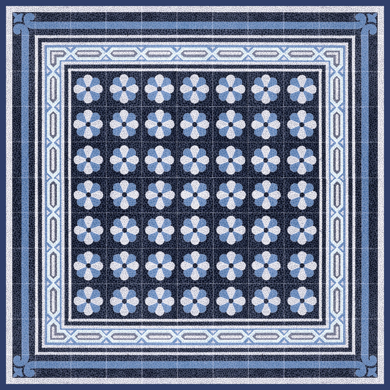 Italian Mosaic In Blue IV - Wrapped Canvas Print, 30cm H x 30cm W x 3.8cm D