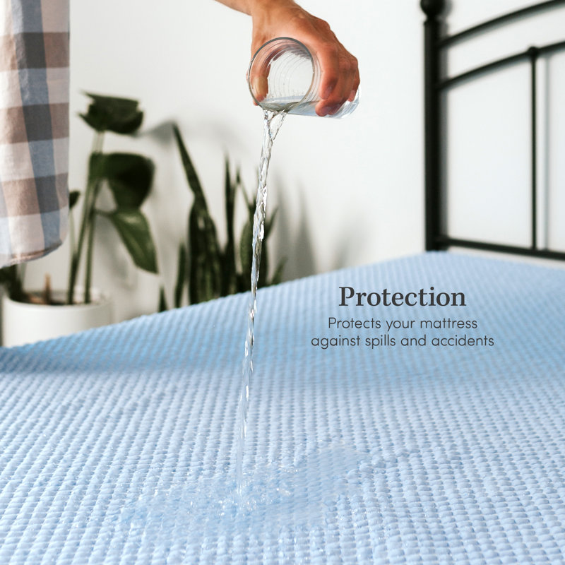 Aere Crystal Blue Cooling Waterproof Queen Mattress Protector
