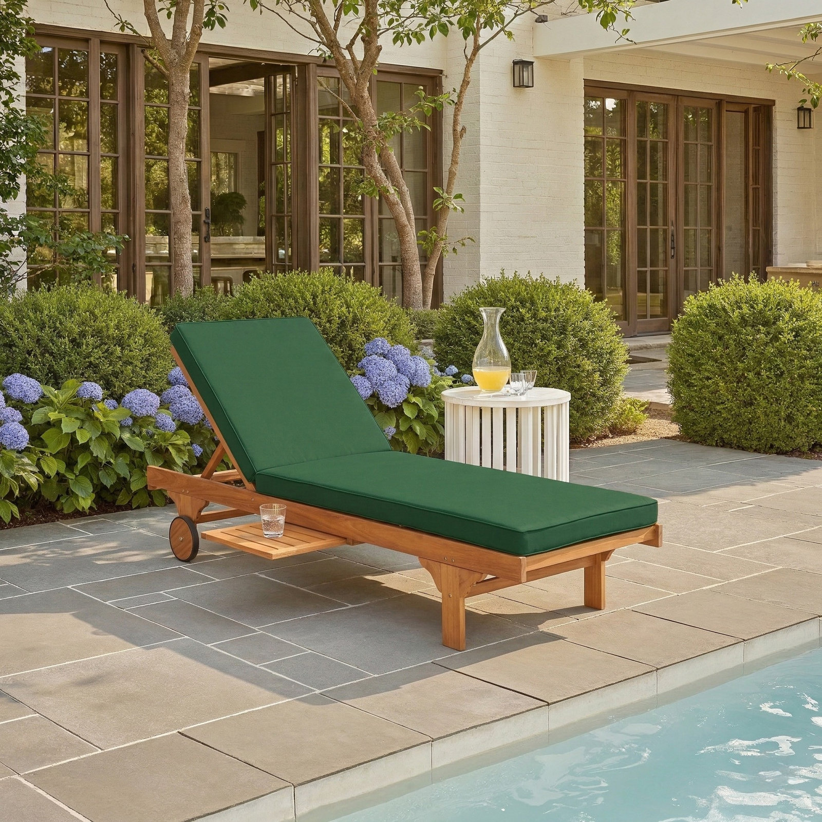 Jivera 28" Eucalyptus Patio Chaise Lounge, Natural, Green