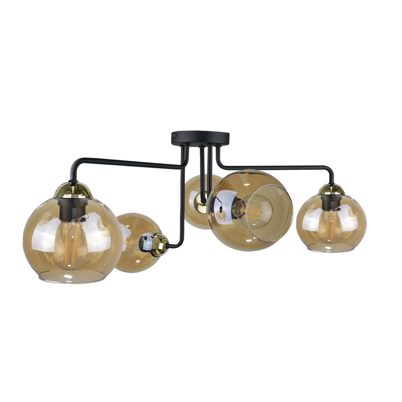 Glass Semi Flush Mount, Black