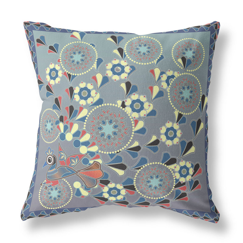 Coussin 18 po x 18 po, Bleu / gris