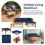 Ensemble de canapé modulaire d'extérieur 5 pièces en bois d'acacia | Ensemble de conversation modulaire avec canapés d'angle, canapé sans accoudoirs, repose-pieds et table basse | Conception en X avec coussins résistants à l'eau-223667493