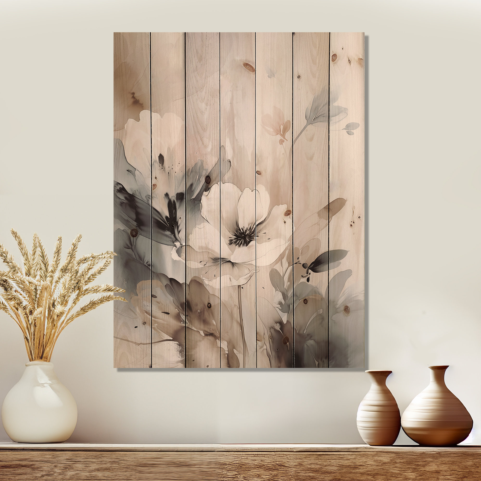 Lark Manor Nadeau - Floral Wall Art On Natural Pine Wood - Wayfair Canada