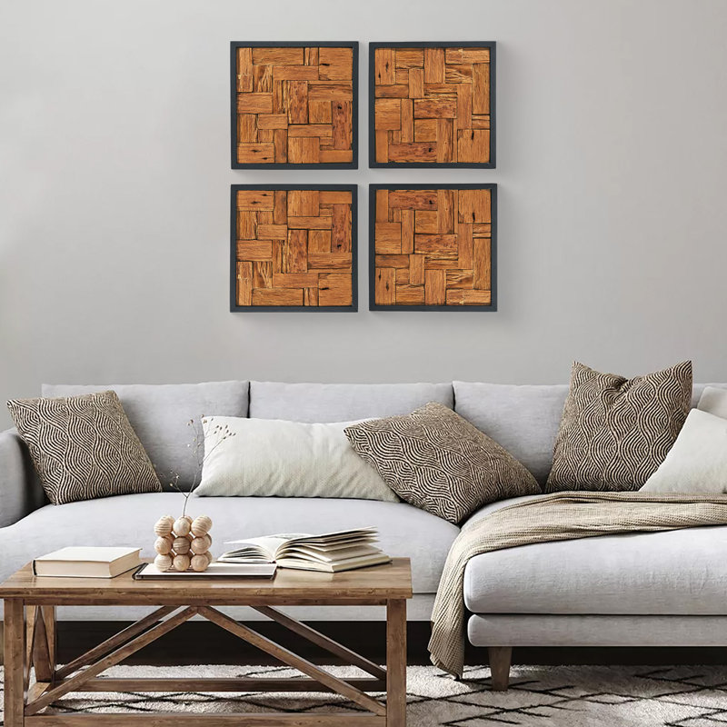 Handmade Rustic Abstract Wall Decor on Solid Wood