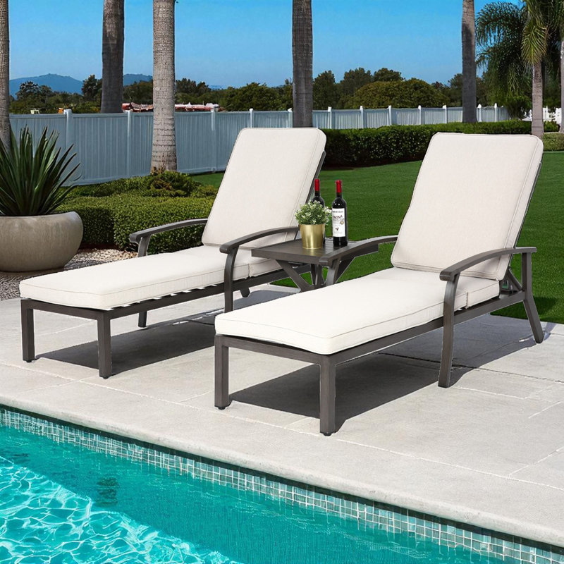 Chaise longue d'extérieur en aluminium Cheshire, Beige