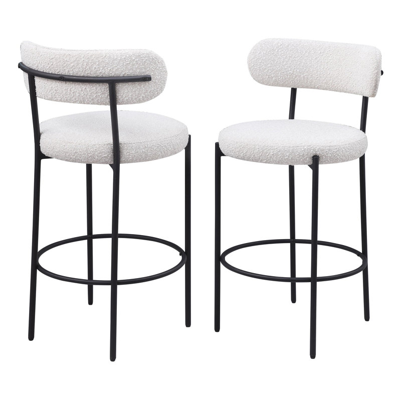 Chaise de bar rembourrée Boucle (ensemble de 2), Crème