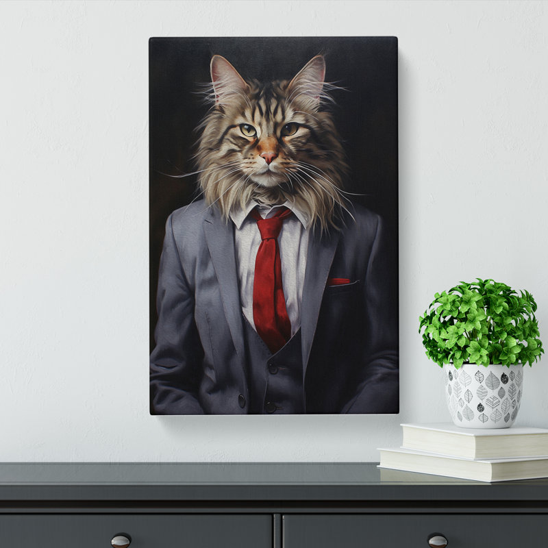 Cat in a Suit Painting No.8 - Wrapped Canvas, 60cm H x 40cm W x 3cm D