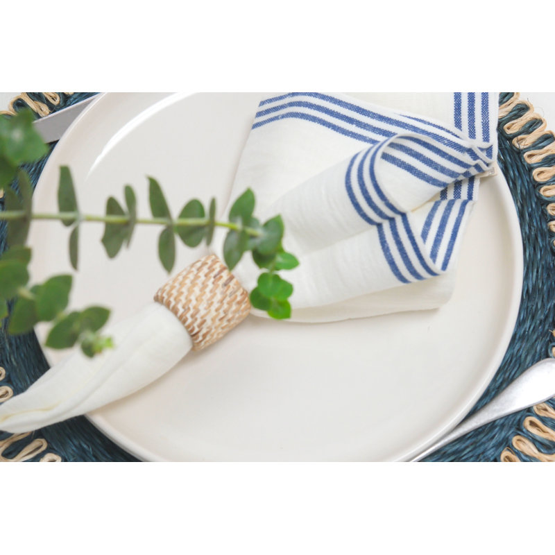 Alsace Square Napkin, White/Blue