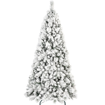 48 - Inch Flocked Christmas Tree, Lifelike Snow Covered Design, 350 Tips, Hinged Assembly, Solid Metal Base, Festive Decoration 4ft Holiday Snowy & Hard Needle Branches, Structure, Support, Events