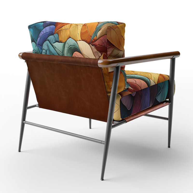 Fauteuil d'appoint rembourré à motif floral coloré Collage III, Noir