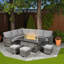134cm Wide Outdoor L-Shaped Patio Sectional Set with Cushions