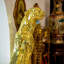 Statue de cristal Jaguar finition miroir doré - gauche -126054173
