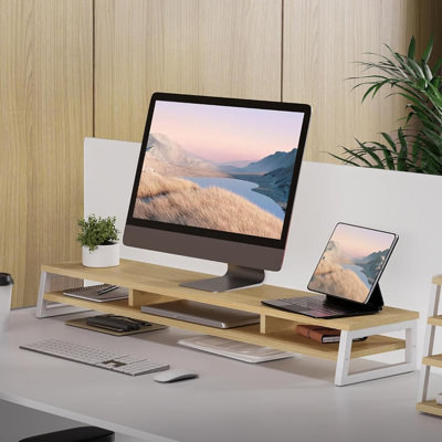 425 inch Large Monitor StandsBrownDual Monitor Stand Riser for Desk