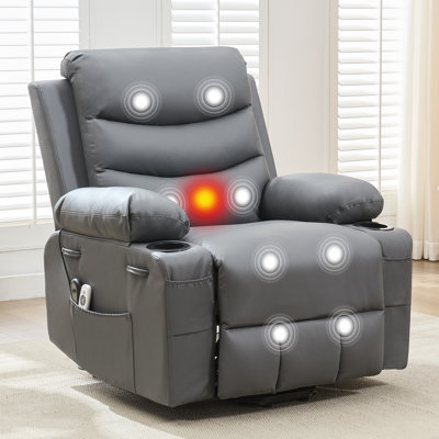Power Lift Recliner Chair, Oversized Electric Recliners for Elderly with Heat and Massage, Home Theater Seat with 2 Cup Holders Side, Electric Glider Reclining Single Sofa Chair for Living Room