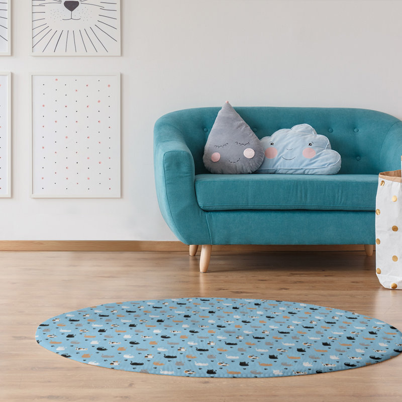 Tapis de chat bleu area, Rond 5 pi