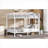 Classic white metal space-saving Full XL over Full XL platform bunk bed, noise reduced sleeper, no box spring needed for teens and adults