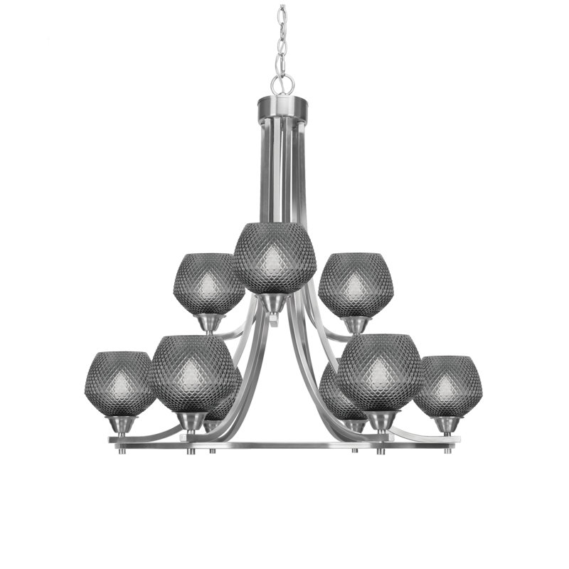 Lustre 9 lumières Allexus, Nickel brossé, Noir