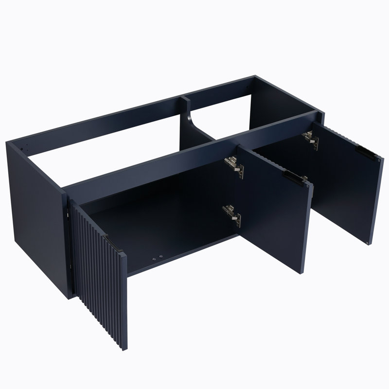 Meuble-lavabo flottant avec lavabo en résine en forme de goutte