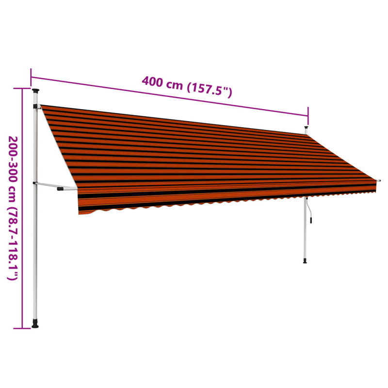Dakota Fields 4cm W x 1.2cm D Fabric Orange/Brown Cover Retractable Patio Awning