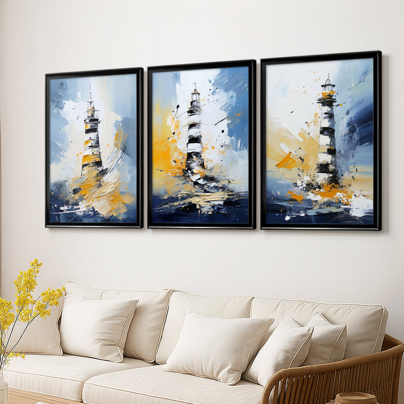 NAUTICAL Series Dxx - Toile tendue avec châssis sur mesure - 3 pièces, H 27 po x l 39 po, Noir
