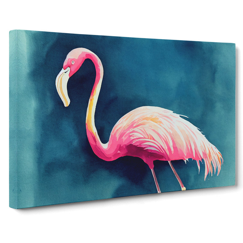Flamingo In Watercolour - Wrapped Canvas, 35cm H x 50cm W x 3cm D