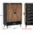 Rustic Brown & Black Vintage Shoe Cabinet with 7-Tier Storage, 28.76" W x 14.58" D x 43.34" H Metal & Particle Board Entryway Organizer-1956809454