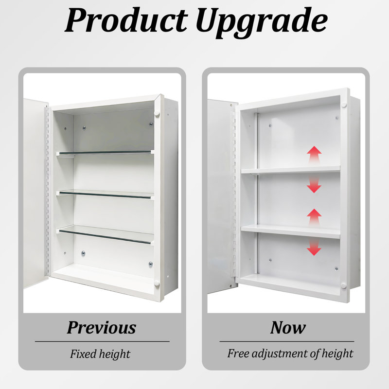 22'' x 30'' Recessed or Surface Beaded Retro Bathroom Medicine Cabinet with Mirror and Adjustable Shelves（New Version）